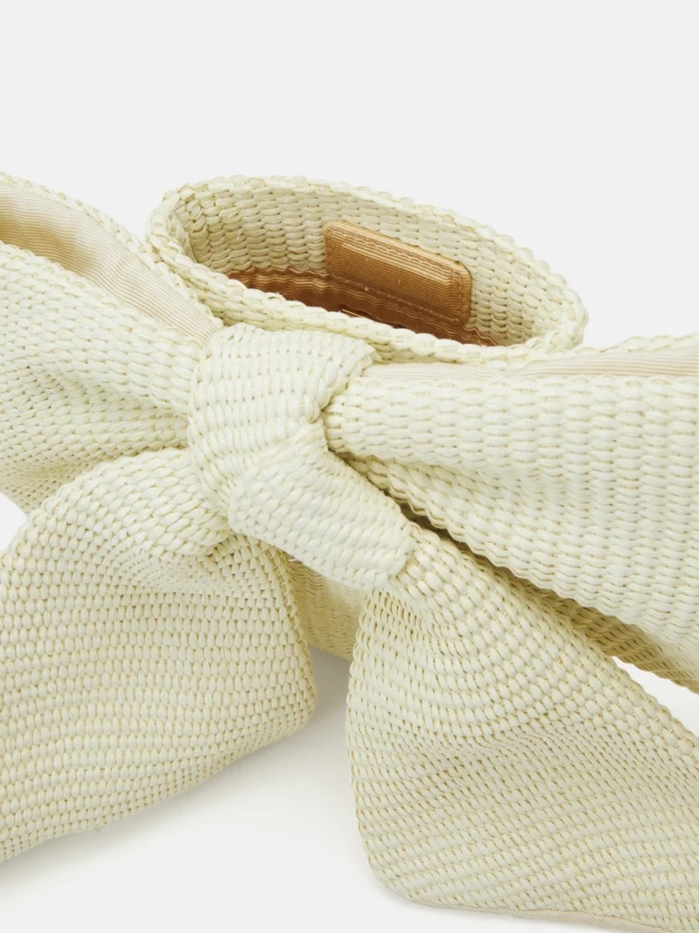 Loeffler Randall violet bow crossbody in cream woven NWT